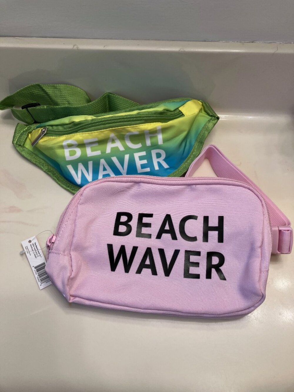 NIB (2) Beachwaver Fanny Packs Pink & Blue/Yellow/Green